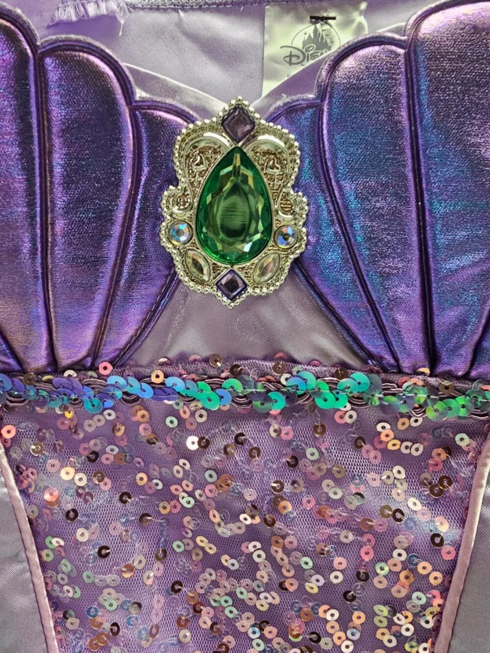 Disney Store Princess Ariel Costume 2pc Top Skirt Sparkling Purple Green 7/8